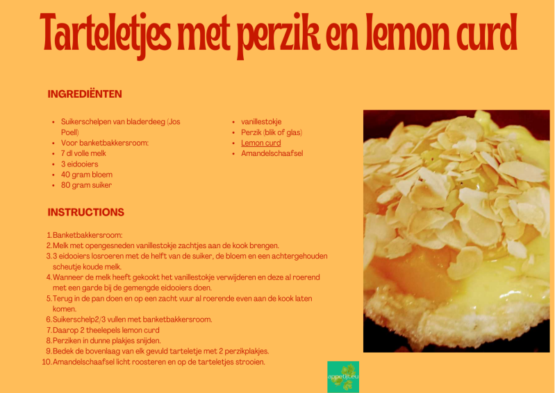 Tarteletjes met perzik en lemon curd
