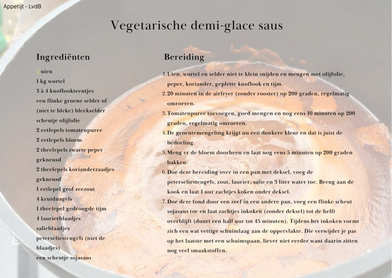 Vegetarische demi glace saus