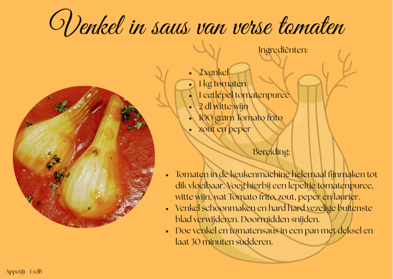 Recept Venkel in saus van verse tomaten