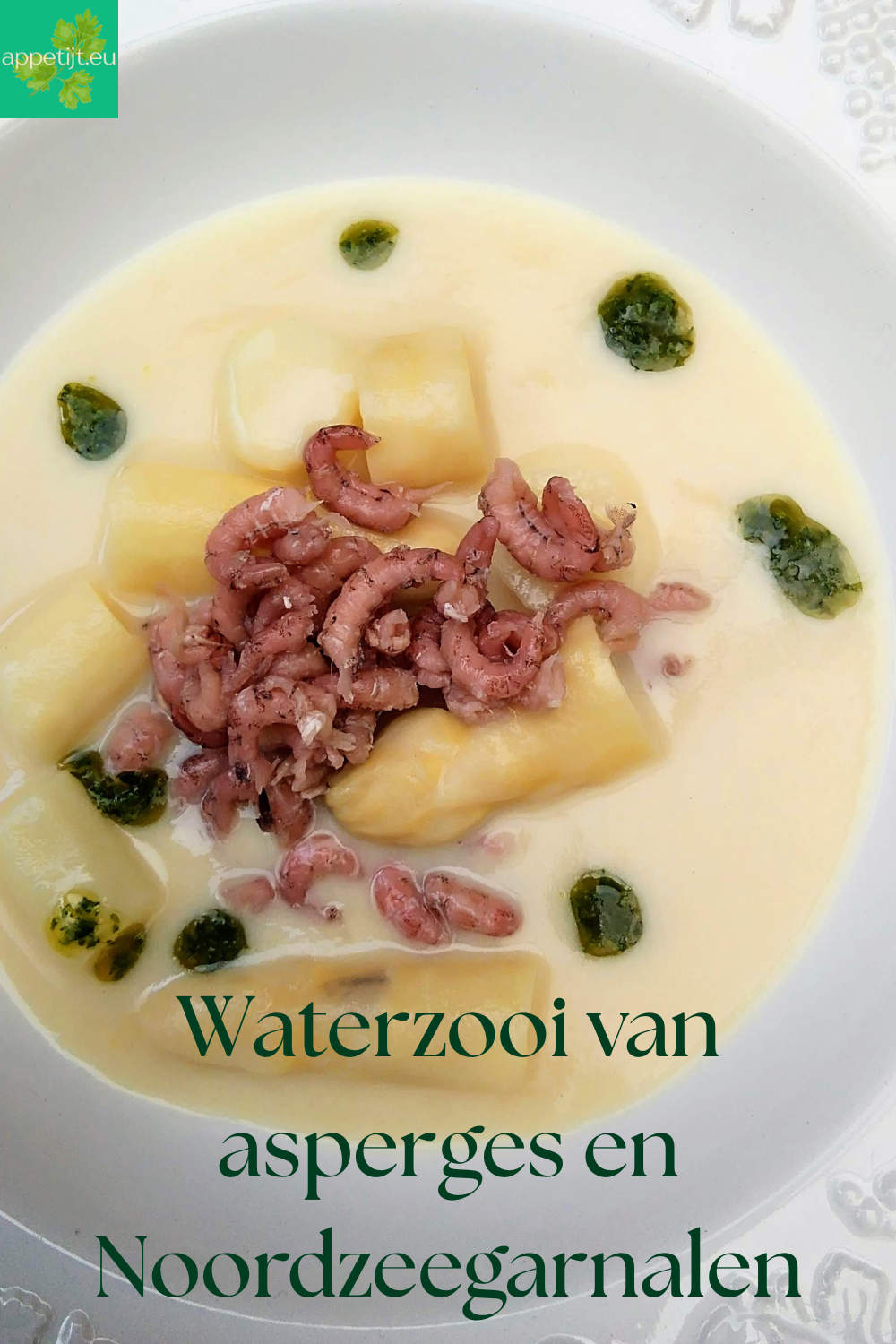 Waterzooi van asperges en Noordzeegarnalen