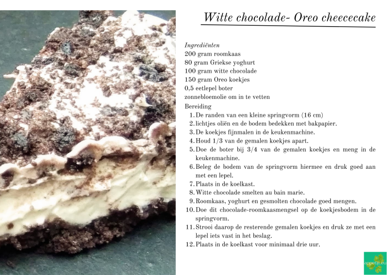Witte chocolade- Oreo cheececake