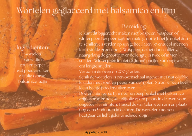 Wortelen geglaceerd met balsamico en tijm