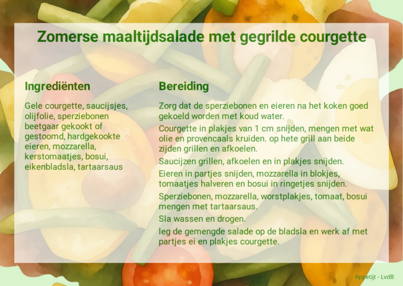 Zomerse maaltijdsalade met gegrilde courgette