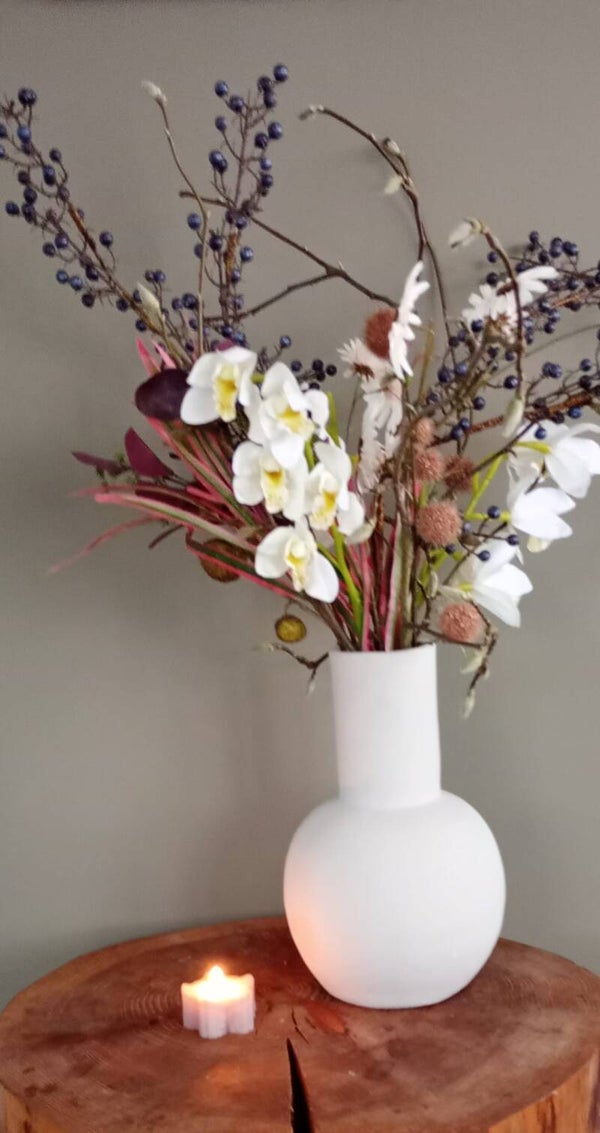 Herinnerings zijdeboeket met vaas