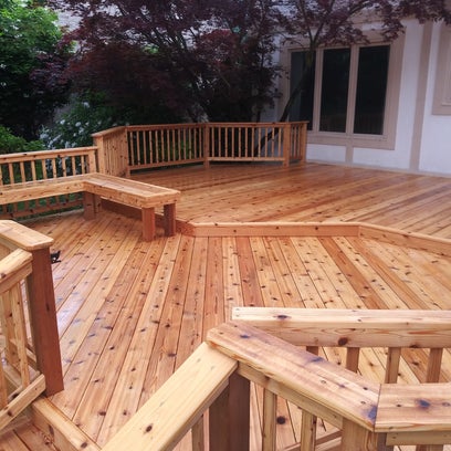 cedar deck gate and bench