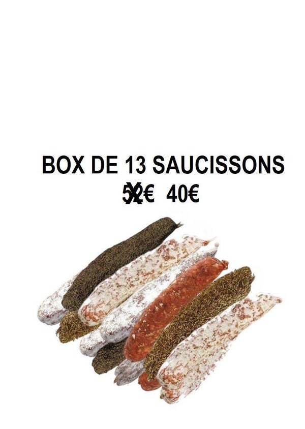 BOX DE 13 SAUCISSONS 40€ LIVRAISON GRATUITE