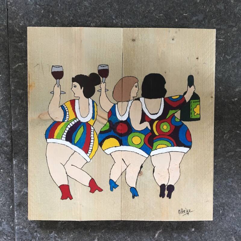 dikke dames 3 aan de wijn