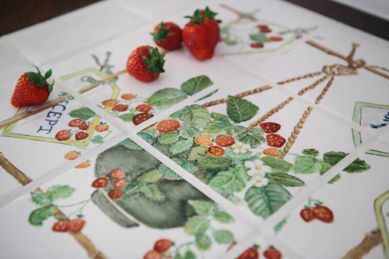 tegeltableau aardbeien