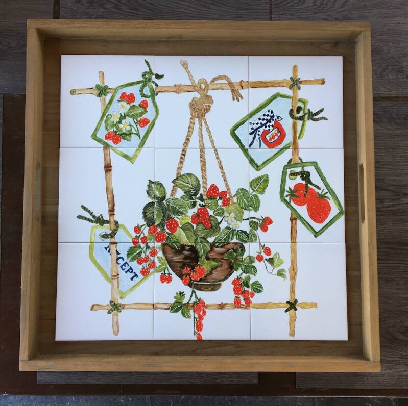 porseleinen tegeltjes tableau Tuinkamer Yvonne