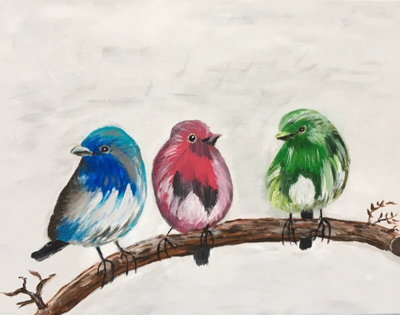 fleurige vogels op canvas doek schilderen