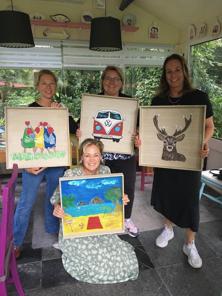 workshop schilderen bij Tuinkamer Yvonne vriendinnenuitje