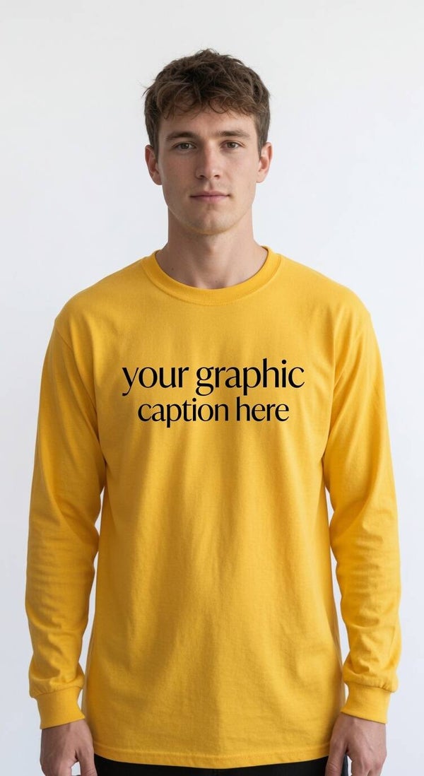 yellow long sleeve t-shirt for your personalization logo or graphics
