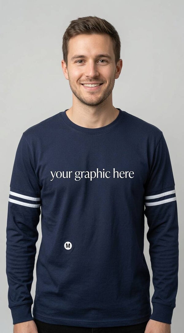 dark blue long sleeve t-shirt for your personalization logo or graphics