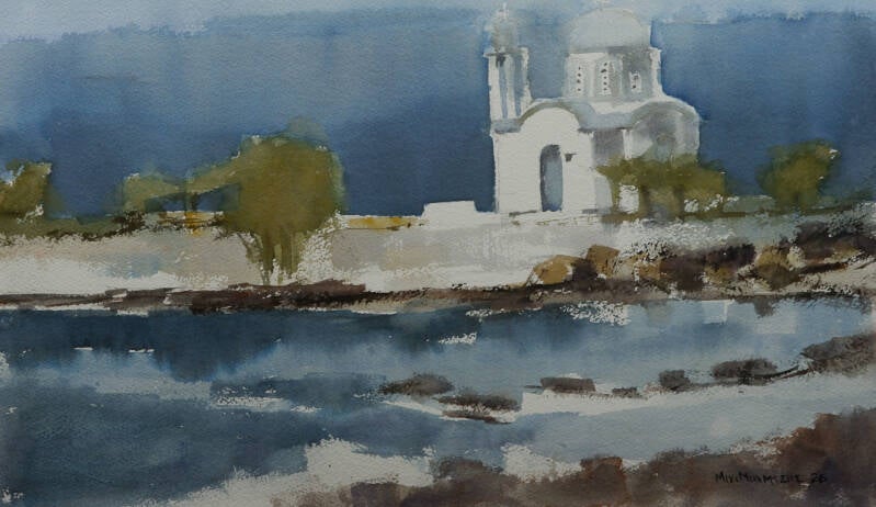            30 x 50 Ικαρία (τελαρωμένο χαρτί ακουαρέλας)