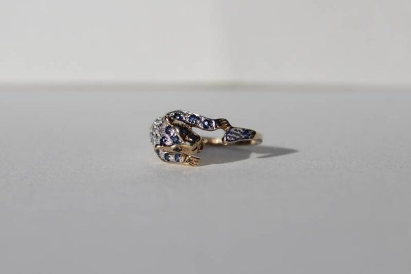 Scotti - Vintage panther ring saffier&diamant