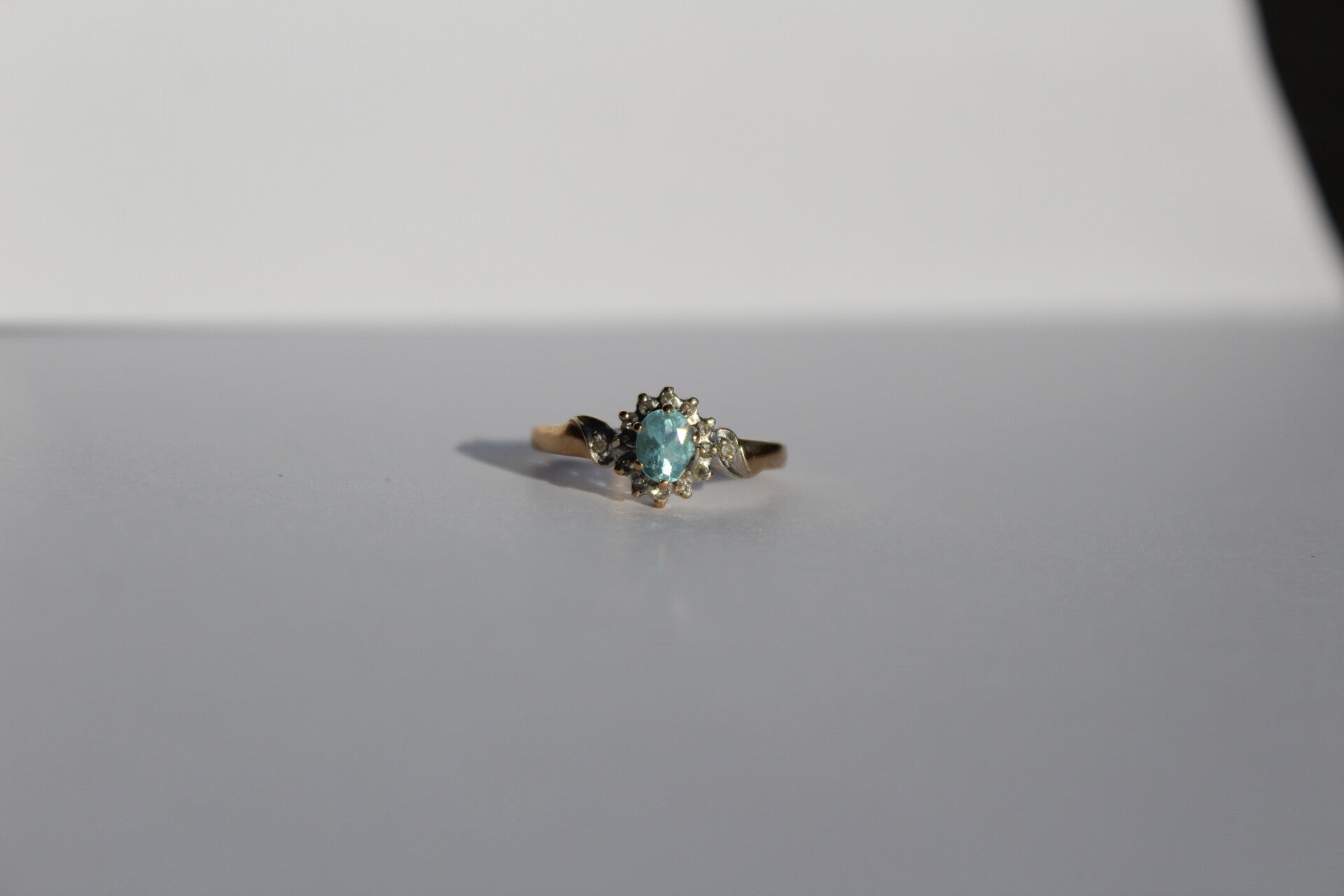 Anna - Aquamarijn en Diamant cluster ring