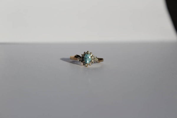 Anna - Aquamarijn en Diamant cluster ring
