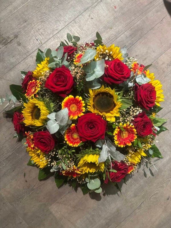 Rouwarrangement - Biedermeijer - Rood/Geel - #1
