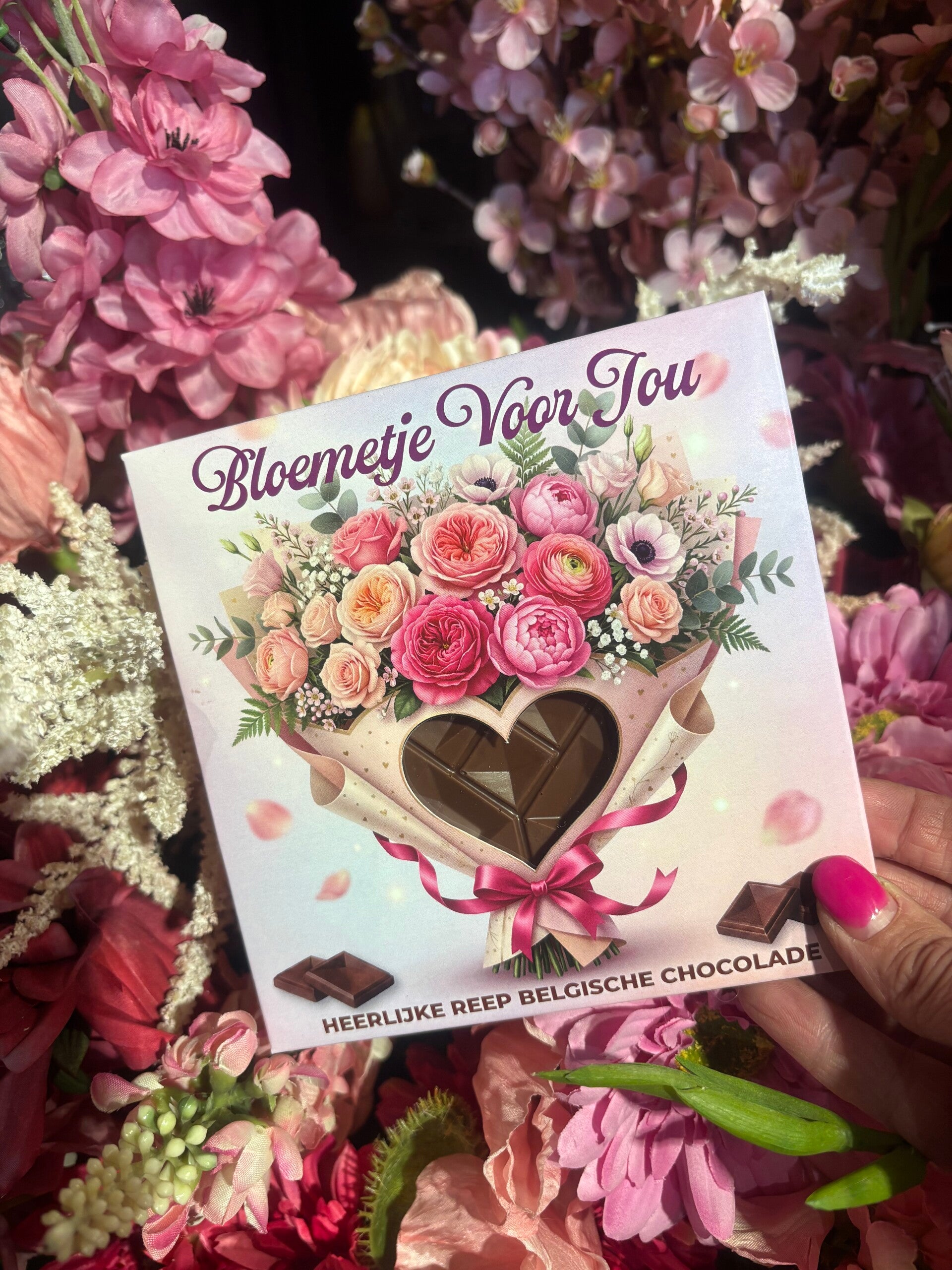 Chocolade reep kaart - Bloemetje Voor Jou