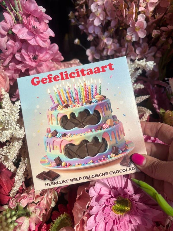 Chocolade reep kaart - Gefelicitaart