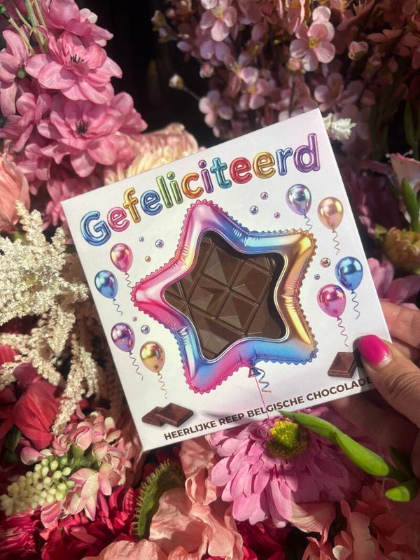 Chocolade reep kaart - Gefeliciteerd