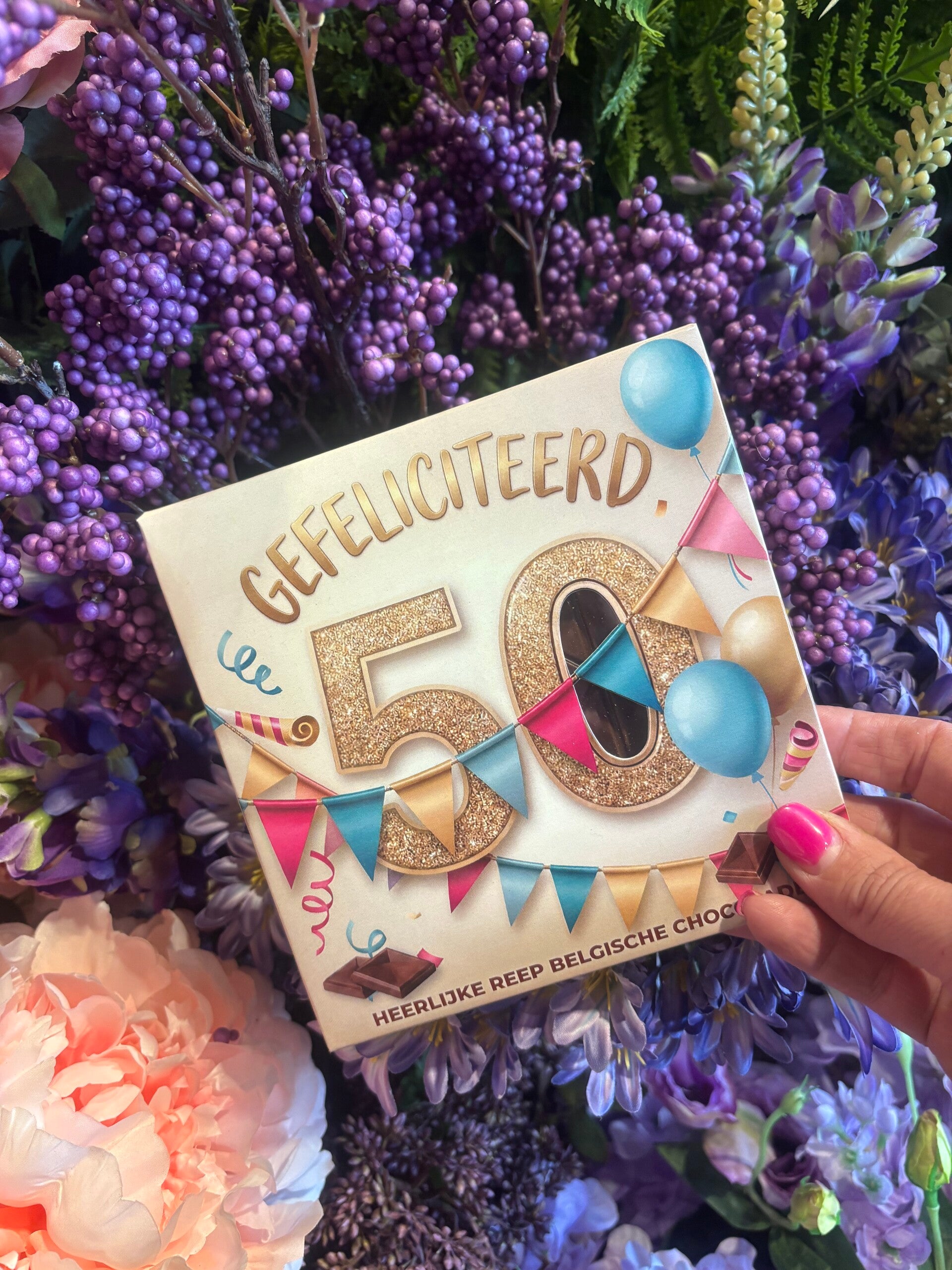 Chocolade reep kaart - Gefeliciteerd 50