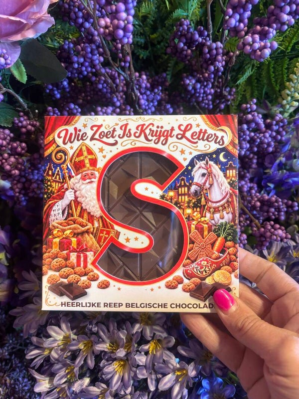 Chocolade reep kaart - Wie Zoet Is Krijgt Letters