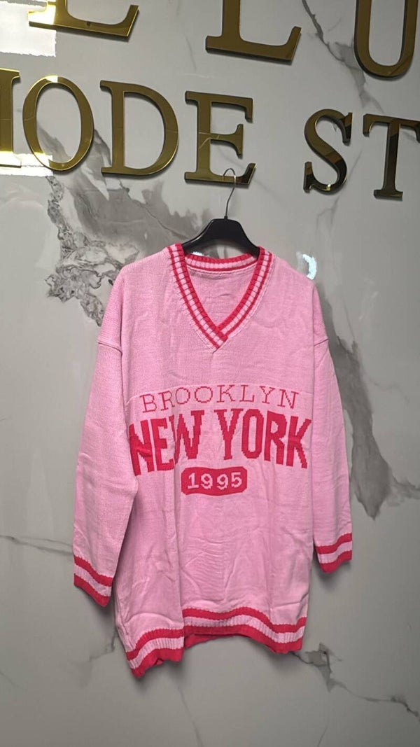 New york oversized sweater pink