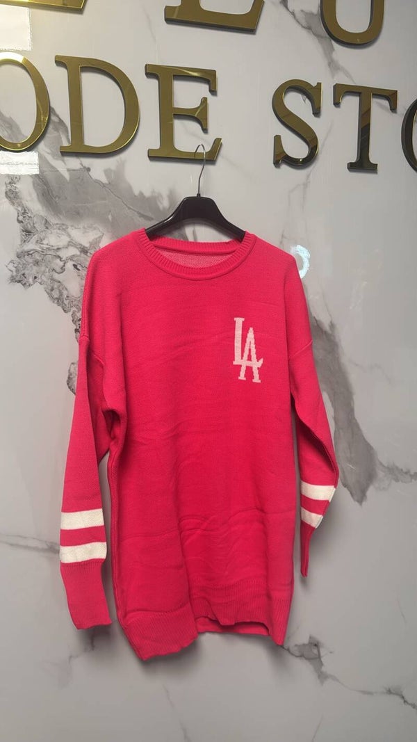 LA oversized sweater neon pink