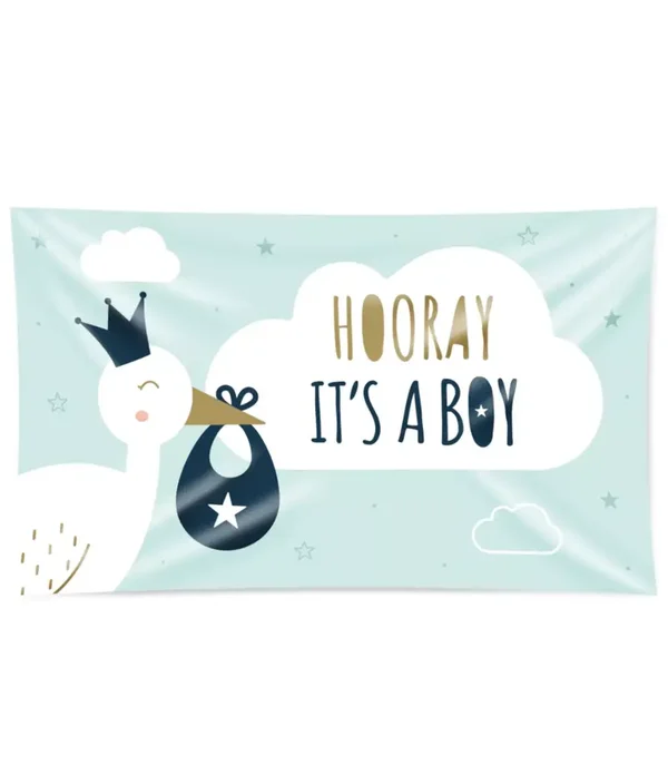 Gevel vlag XXL "hooray it's a boy"