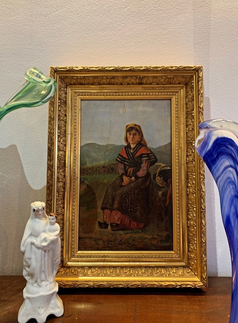 Ancienne Huile sur Panneau Piémontaise