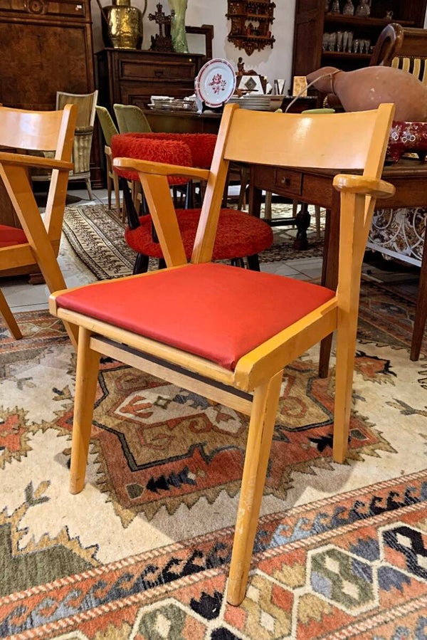 Fauteuil Bridge Vintage Skaï Rouge