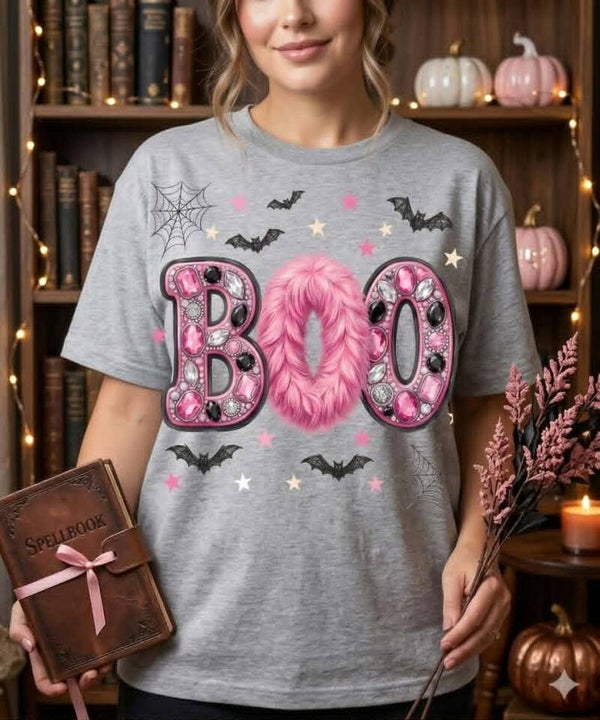 Get Spooky & Chic with Our Pink "BOO" Halloween Tee!