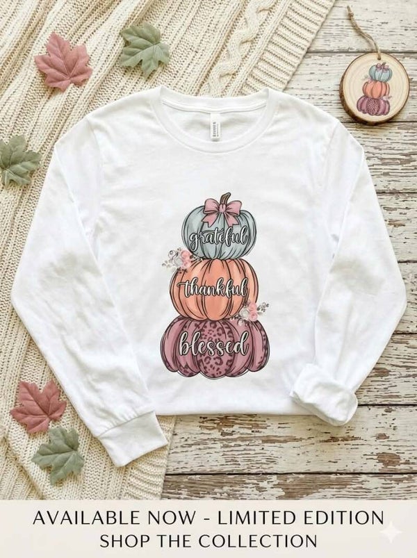 Grateful, Thankful, Blessed Pastel Pumpkin Sweatshirt