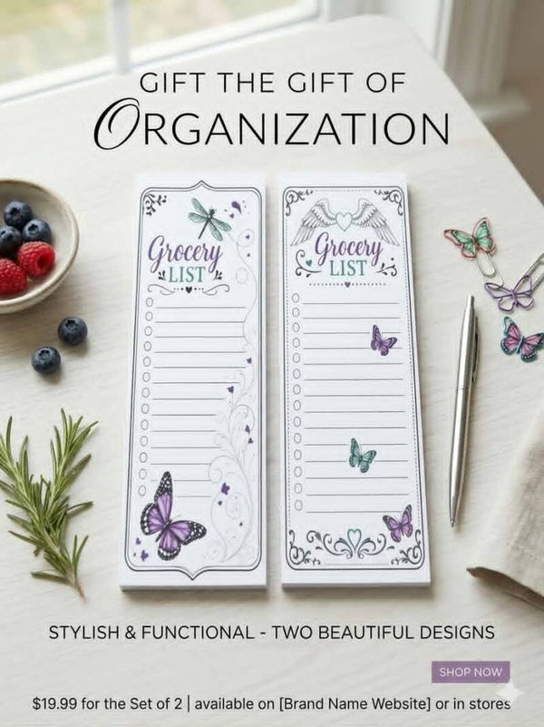 Magnetic Grocery list pad set