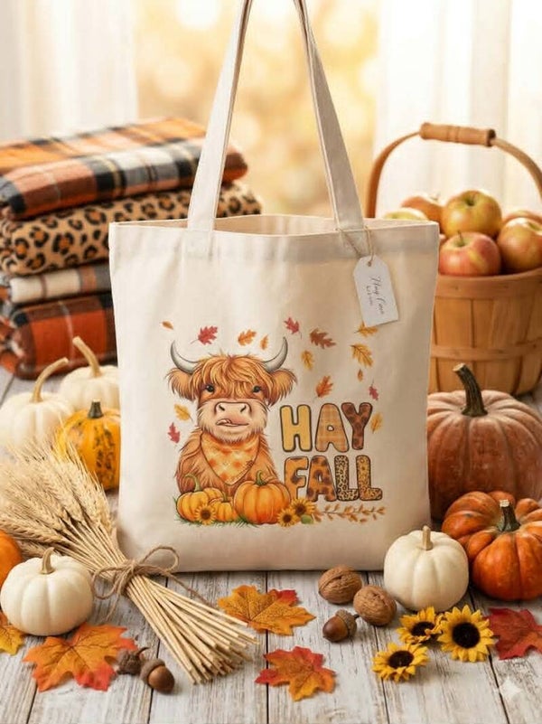 Canvas Highland cow bag