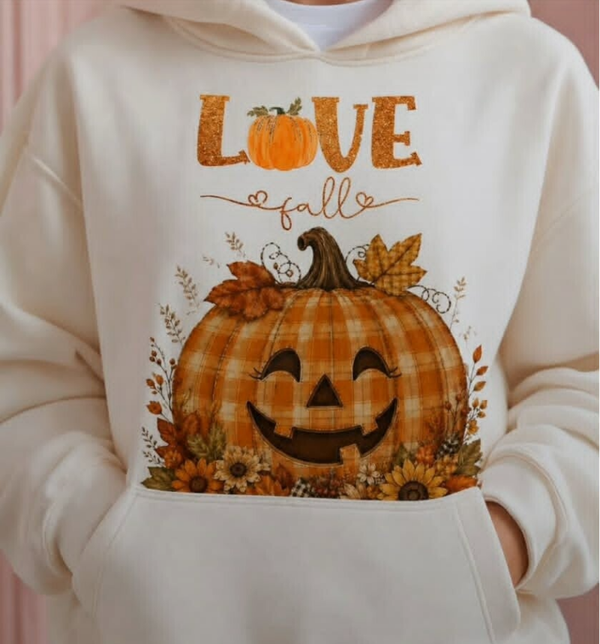 Cozy Autumn vibe Plaid Pumpkin Hoodie