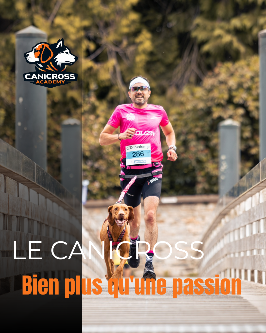 Alexandre Torres courant en canicross avec son chien