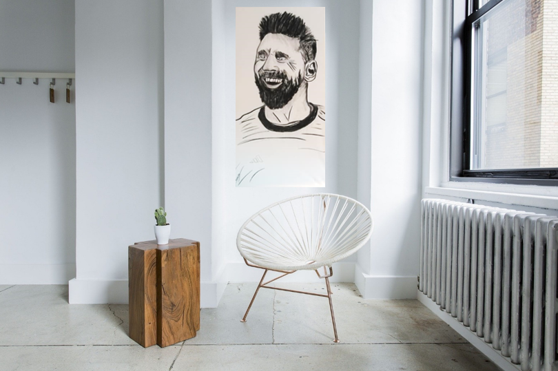 Messi - Du schaffst es, wenn Du willst, 0,70 x 1,40 m, Kohle auf Leinwand, 2021