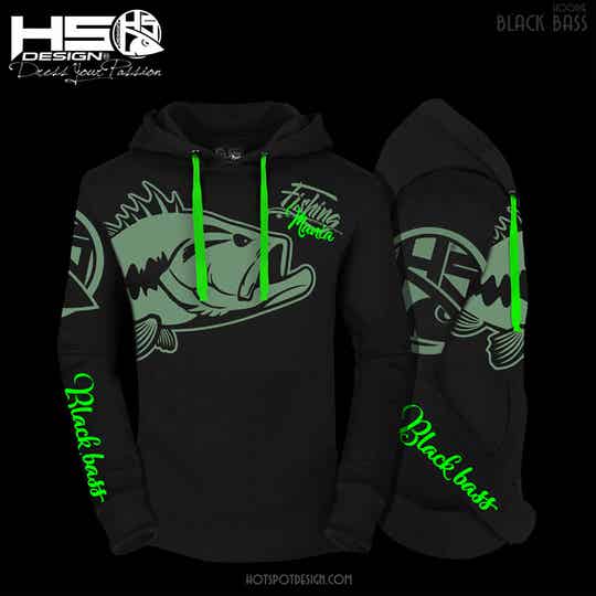 Hoodie Fishing Mania Black Bass