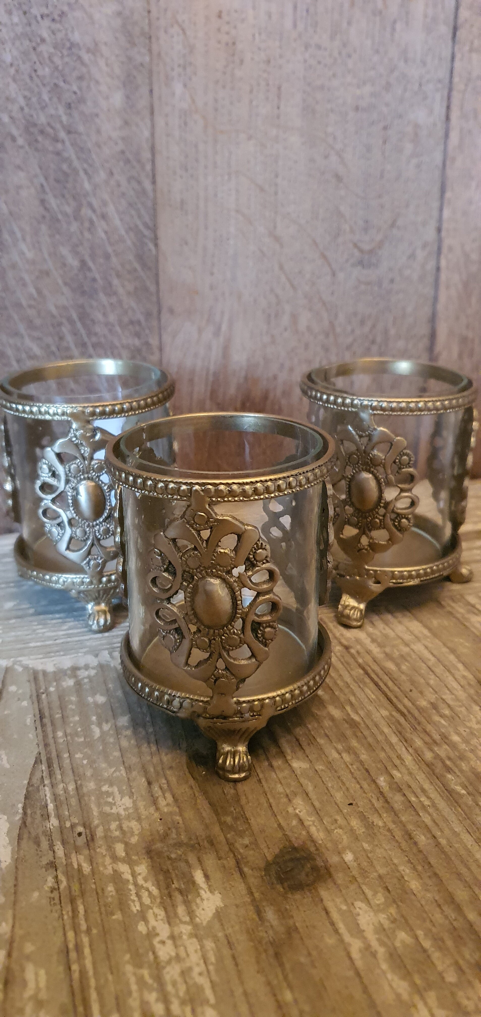 Set van 3 Baroque theelichtjes