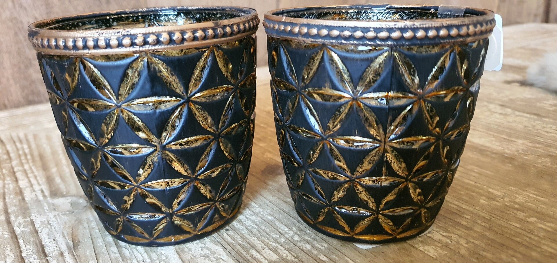 Set Theelichtjes zwart met goud