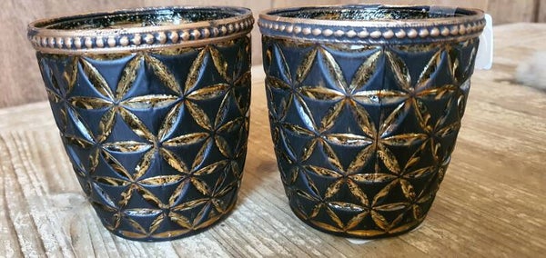 Set Theelichtjes zwart met goud
