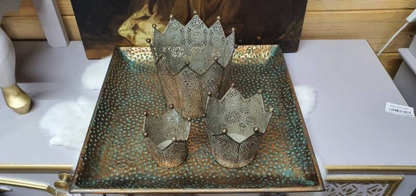 Metalen Dienblad met 4 windlichten