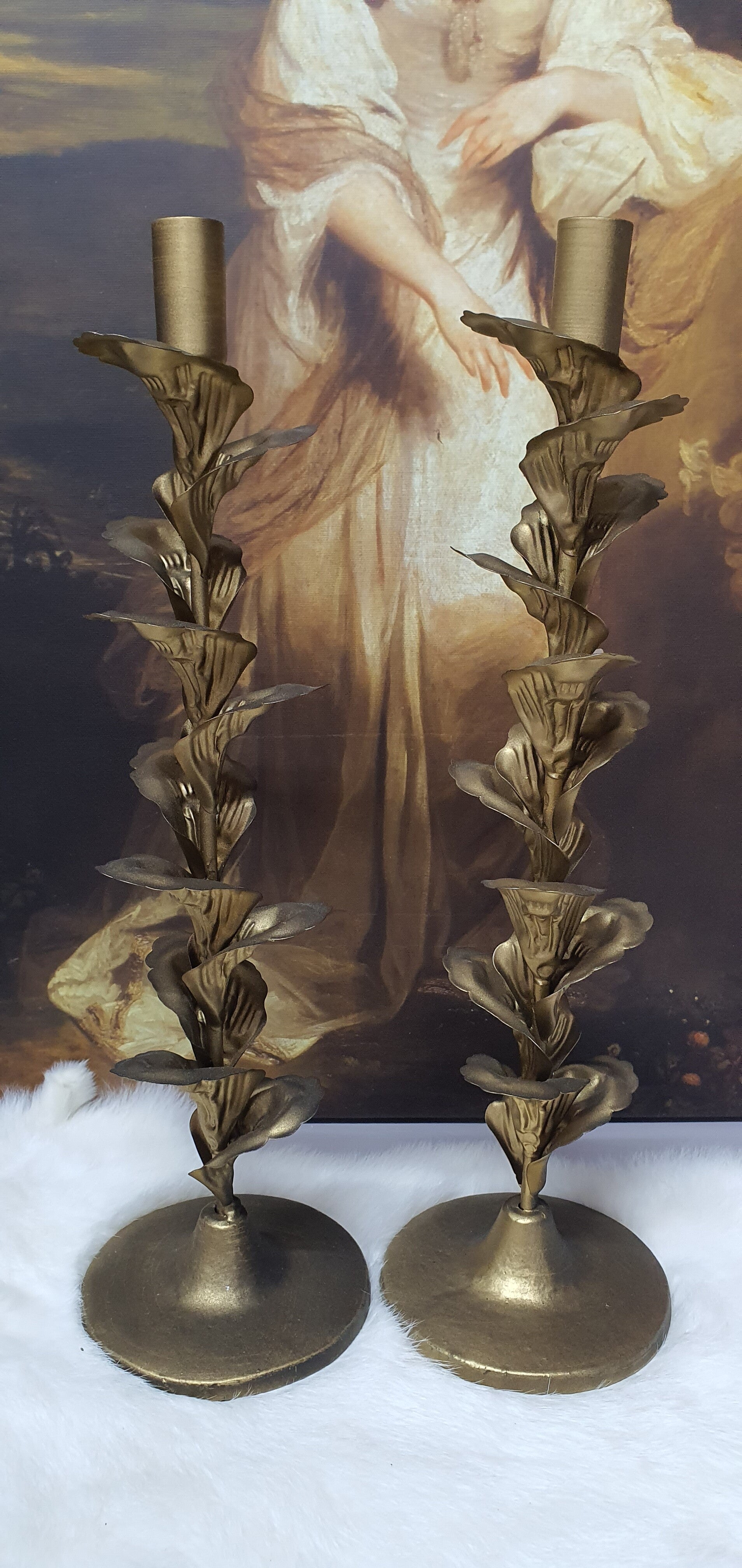 Set Baroque Metalen kandelaren met Bladeren