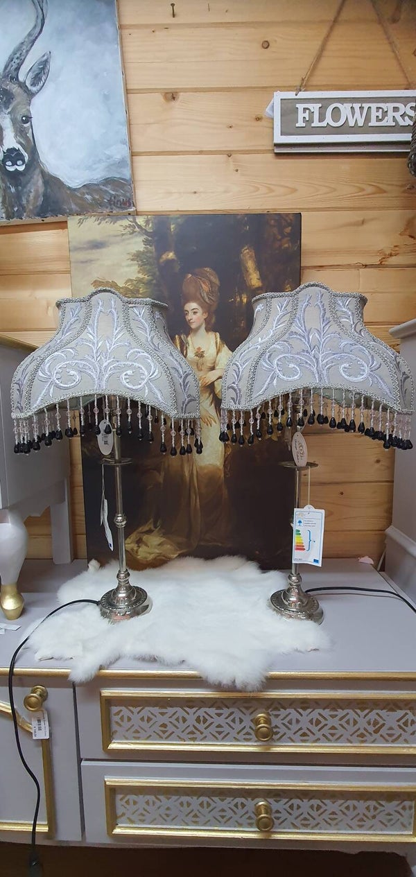 Set Baroque Lampen zilverkleurige