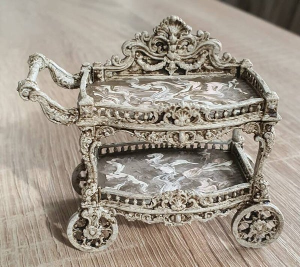 Prachtige miniatuur serveerwagen op schaal 1:12