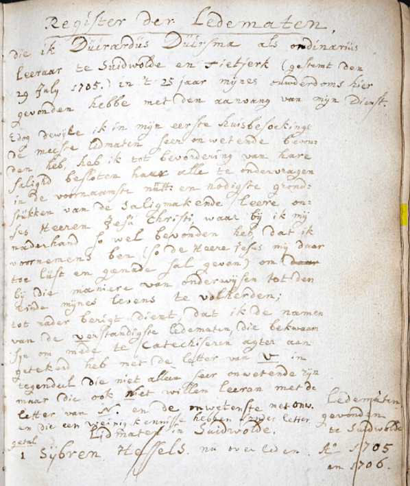 Lidmatenregister van de kerk te Suawoude