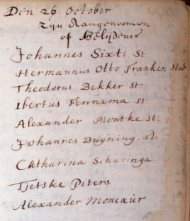 Inschrijving in het lidmatenregister te Franeker