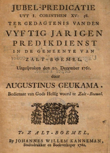 Jubel-predicati van Augustinus Geukama